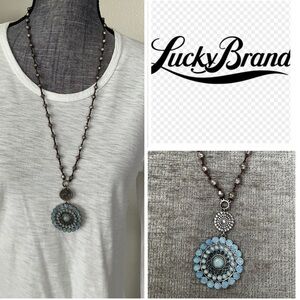 Lucky Brand Turquoise and Silver Medallion Necklace